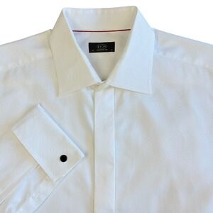 ETON Formal French Cuffs Dress Shirt Mens 17.5 44 White Textured Cotton